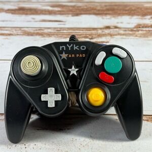 Black Nyko Star Pad Wired Control Pad for GameCube Smash Bros Wii Tested